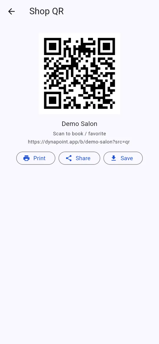 Shop QR code with print, share and save